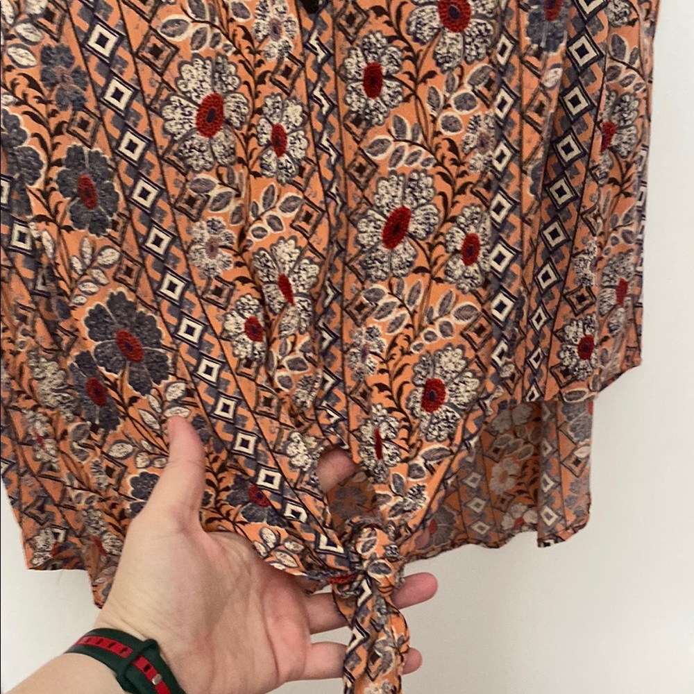 Rafaella Women's Floral Sleeveless Top - Black and Orange - Picture 4 of 4